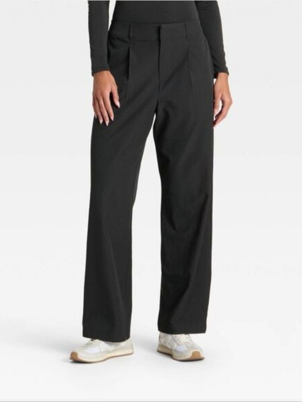 All In Motion Womens Active Light Woven HighRise Trouser Pants Black Sz L UPF50+